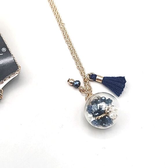 Taramanda Necklace & Earring Set, Gold, Clear Ball with Beads, Tassel, NWOT - Picture 5 of 7